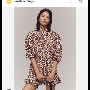 Anthropologie Star Patterned Puff Sleeve Dress